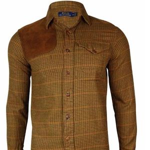 Polo Suede Trim Buttoned Shirt - Brown